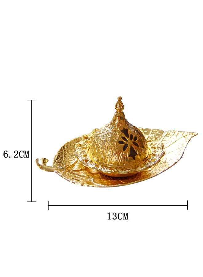 Color and fragrance burner with a hand-held metal European-style leaf-shaped tray for aroma diffusion