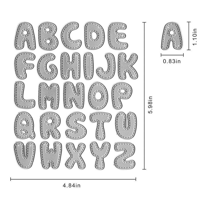 Hying Metal Dotted Line Capital 26 Alphabet Cutting Dies, Spelling Letters Die Cuts for Card Making Stencil Embossing Tool Scrapbooking DIY Etched Craft Dies - Image 2