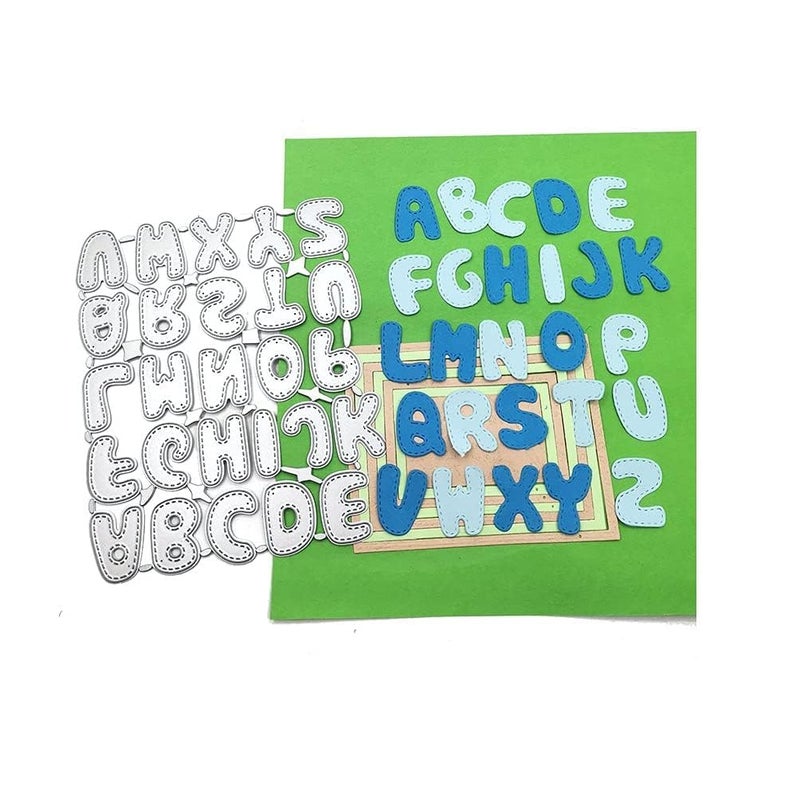 Hying Metal Dotted Line Capital 26 Alphabet Cutting Dies, Spelling Letters Die Cuts for Card Making Stencil Embossing Tool Scrapbooking DIY Etched Craft Dies - Image 3