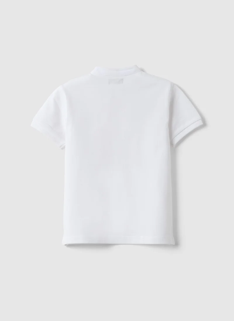 او في اس OVS Children'S Pure Cotton White Polo Shirt, Regular Fit