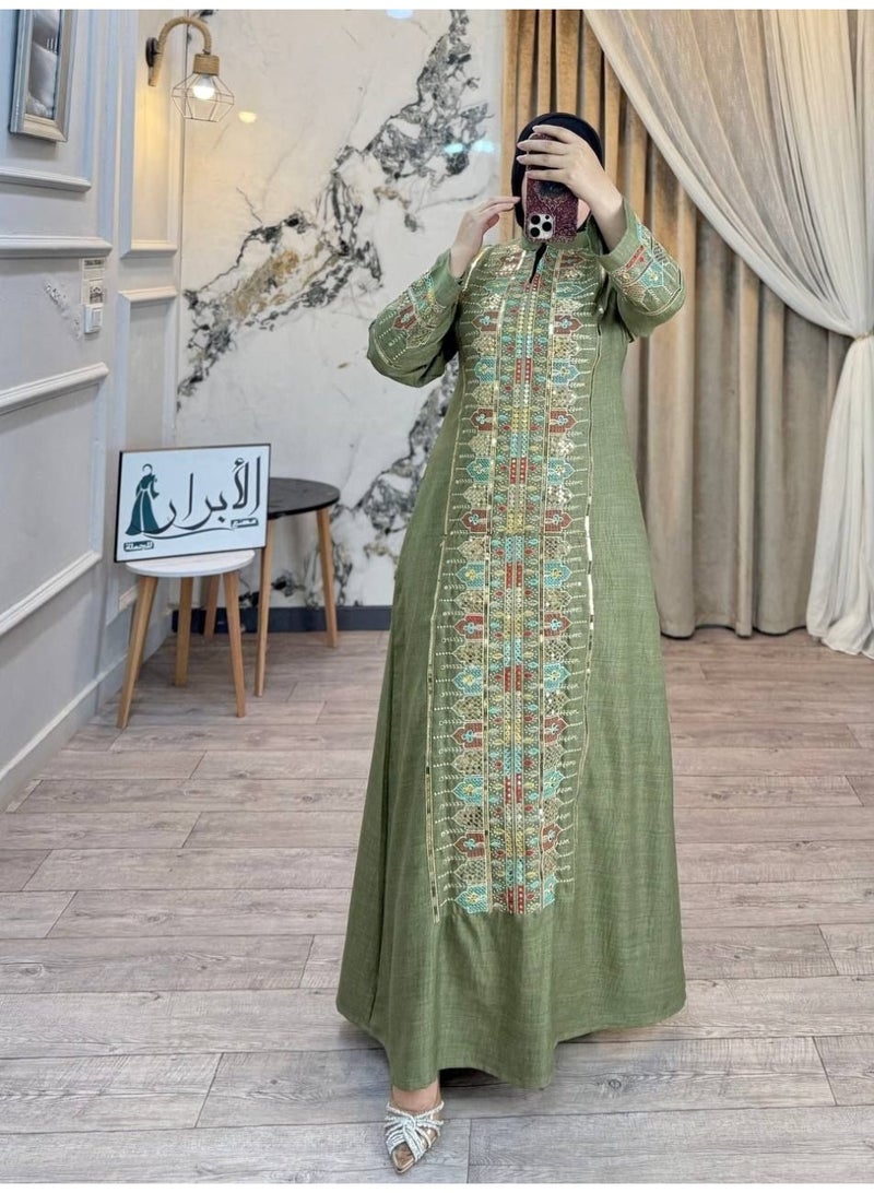 عباية كتان مستورد شيك – تصميم واسع أنيق | مقاس(2) حتى 110 كجم | خامة خفيفة ومريحة للصيف - Image 2