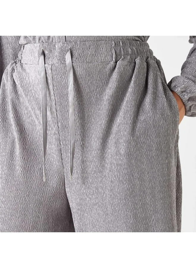 Iconic Iconic Textured Pants with Flexi Waist and Pockets