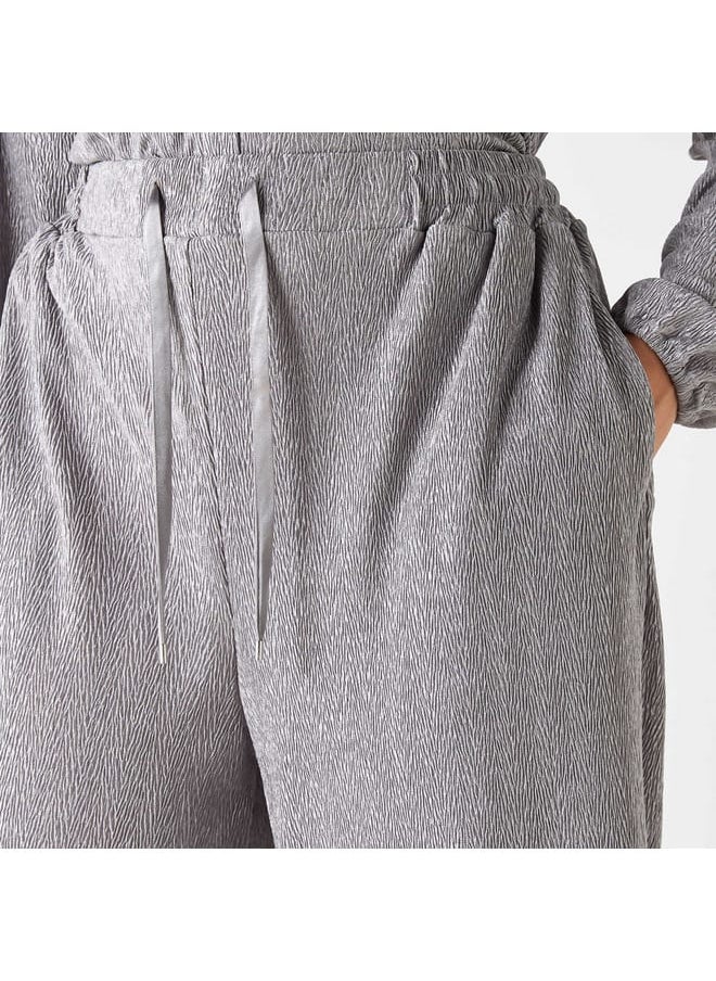 Iconic Iconic Textured Pants with Flexi Waist and Pockets  - Image 4