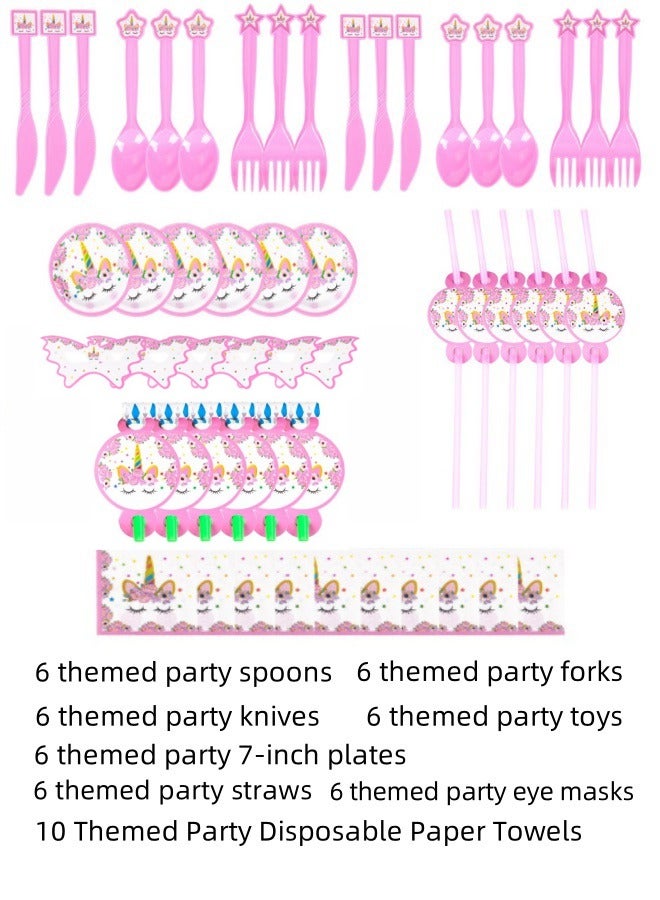 52-piece Unicorn Party Disposable Supplies Set  - Image 1