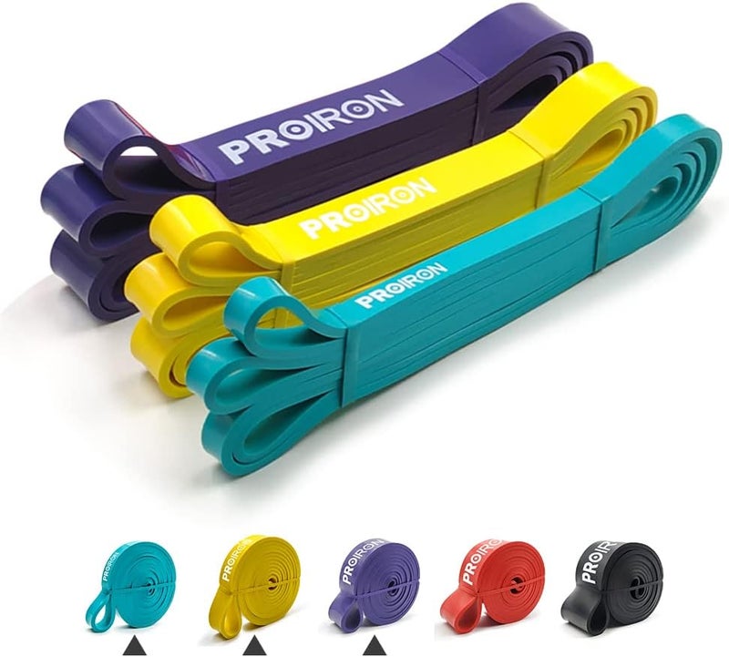 Cyber Pull Up Bands Heavy Duty Resistance Band Assisted Training Bands Ideal for Men and Women Crossfit,Assisted Pull-ups, Body Stretching,Powerlifting,Physical Therapy - 3 Set  Green (6.7-13kg), yellow (18-31kg), purple (27-45kg) - Image 1