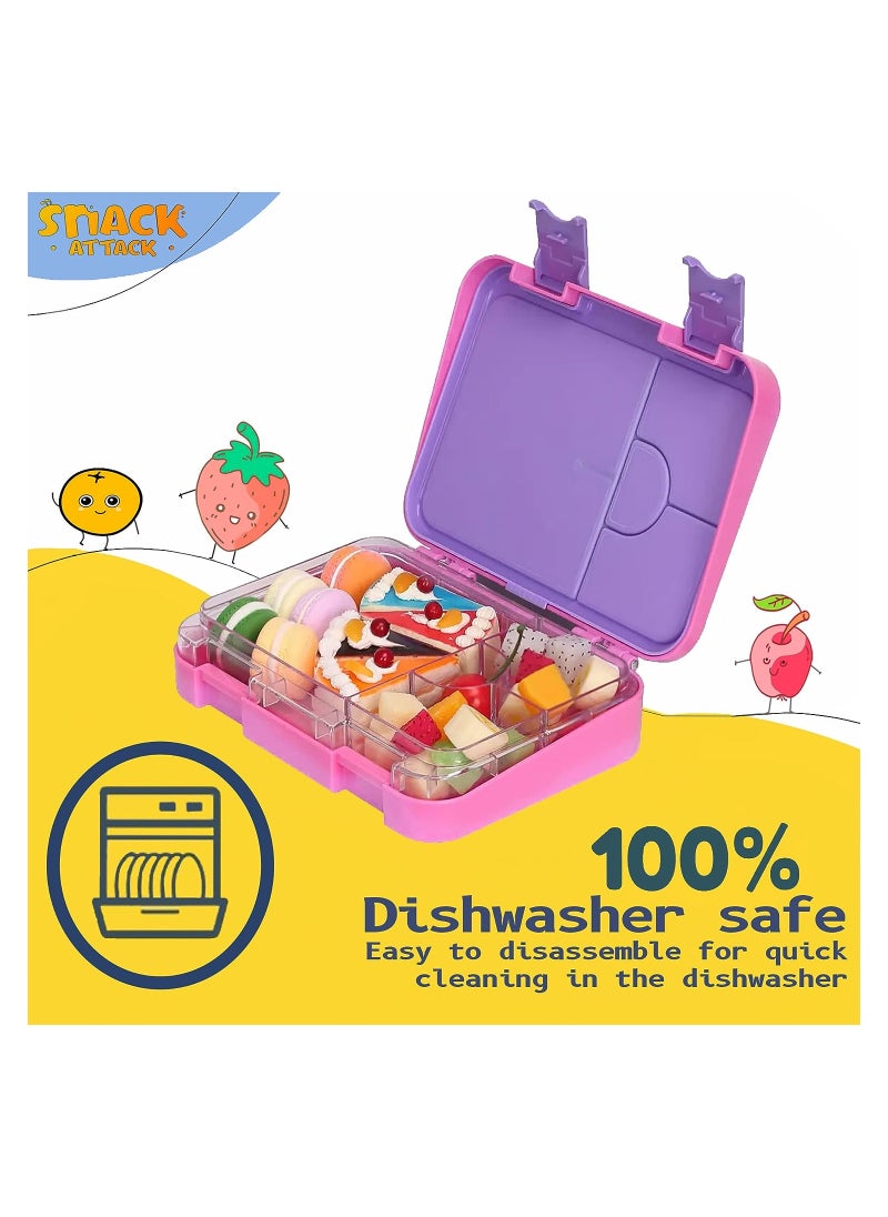 Snack attack Snack Attack TM Bento Lunch Box for kids Pink Unicorn Color for Kids| 4or6 Convertible Compartments BPA FREE LEAKPROOF Dishwasher Safe Back to School Season for children Boys Girls Toddlers  - Image 3