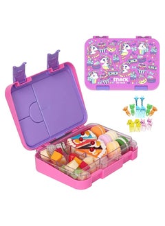 Snack attack Snack Attack TM Bento Lunch Box for kids Pink Unicorn Color for Kids| 4or6 Convertible Compartments BPA FREE LEAKPROOF Dishwasher Safe Back to School Season for children Boys Girls Toddlers  - Image 1