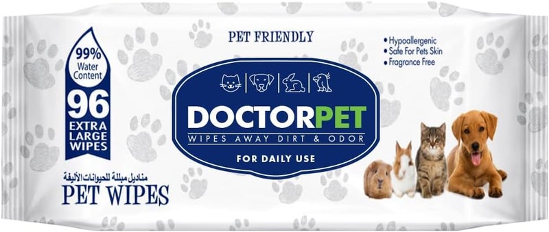 DoctorPet Doctor Pet Wipes - Extra Large Hypoallergenic Cleansing Wipes - Image 1