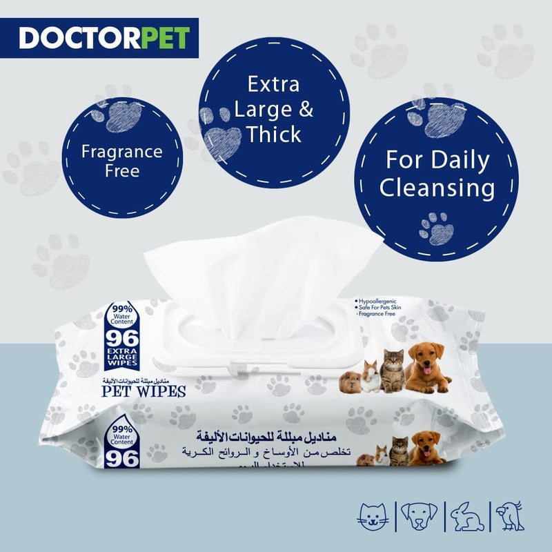 DoctorPet Doctor Pet Wipes - Extra Large Hypoallergenic Cleansing Wipes - Image 4