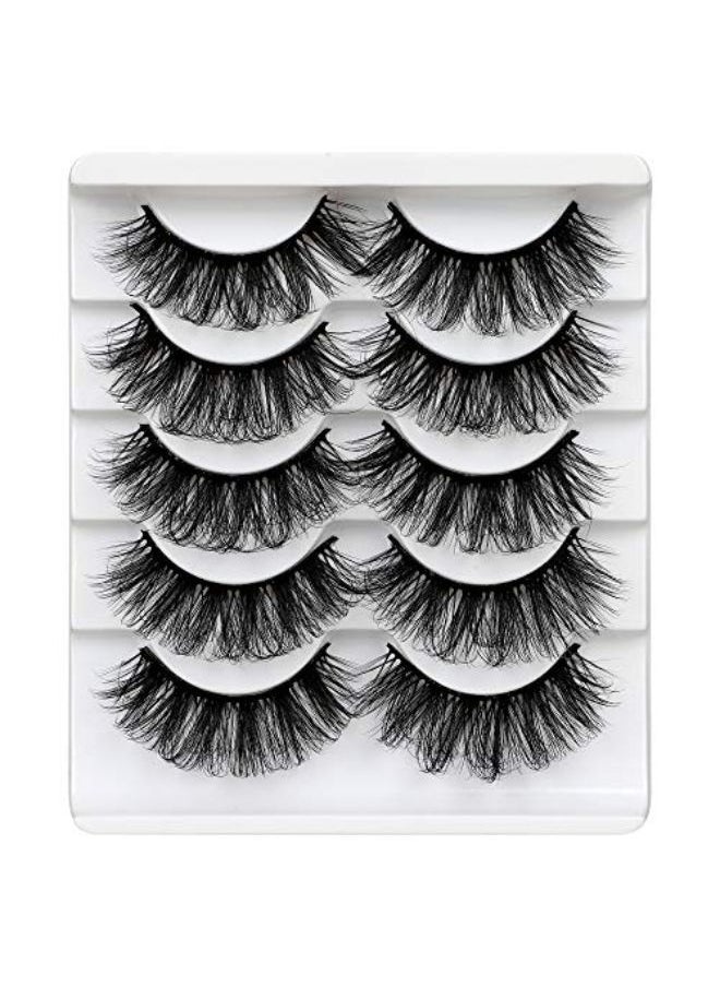 ALICROWN HAIR Lashes Faux Wispy Natural Volume Lashes Pack 5D Fluffy Crossed False Eyelashes Full Handmade 5 Pairs Lashes  - Image 1