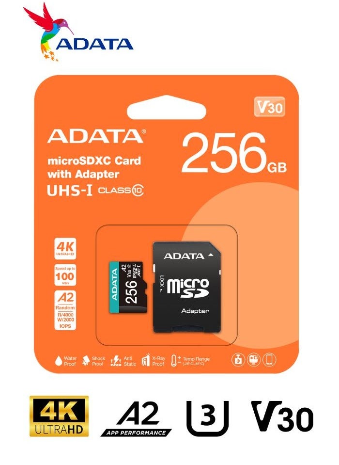 Premier Pro MicroSDXC/SDHC UHS-I U3 Class 10 (V30S) | 4K U3 V30 A2 | 256GB