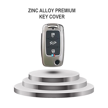 LivTee Premium Metal Alloy Key Cover for Skoda and Volkswagen - Polo Vento Jetta Ameo Passat and Skoda Rapid Laura Superb Octavia Fabia Yeti 3 Button Flip Key Cover (Skoda) - Image 3