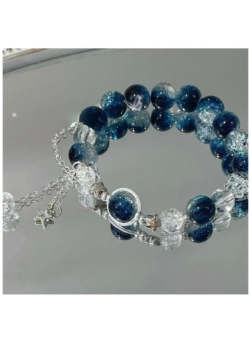 Goolsky Galaxy Star Beaded Bracelet for Women | Milky Way Moon Charm Hand-Strung Jewelry | Cute Gift for Best Friends - Image 1