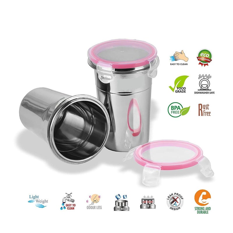 Click Charm Stainless Steel Tumbler for Traveling Tiffin for Coffee Tea Beer Milk Lassi Butter Milk Glass Tumbler with Airtight Lid Cap Fusion Bottle Plastic lid400 ml - Image 2