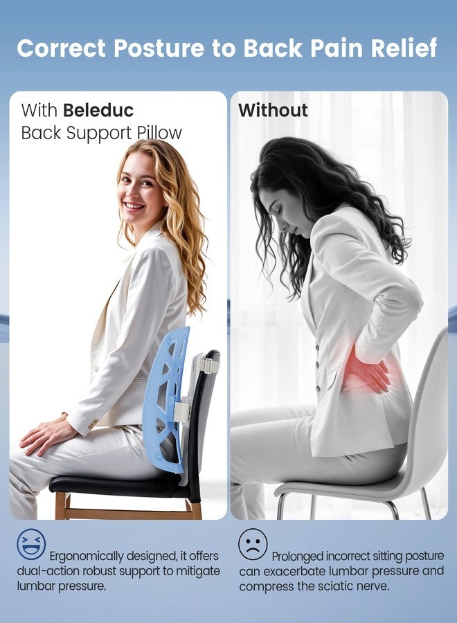 Beleduc Back Support for Office Chair - Ergonomic Lumbar Support Pillow for Car, Adjustable Height, Improves Posture, Back Cushion with Straps for Home, Office, Car Seat - Image 3