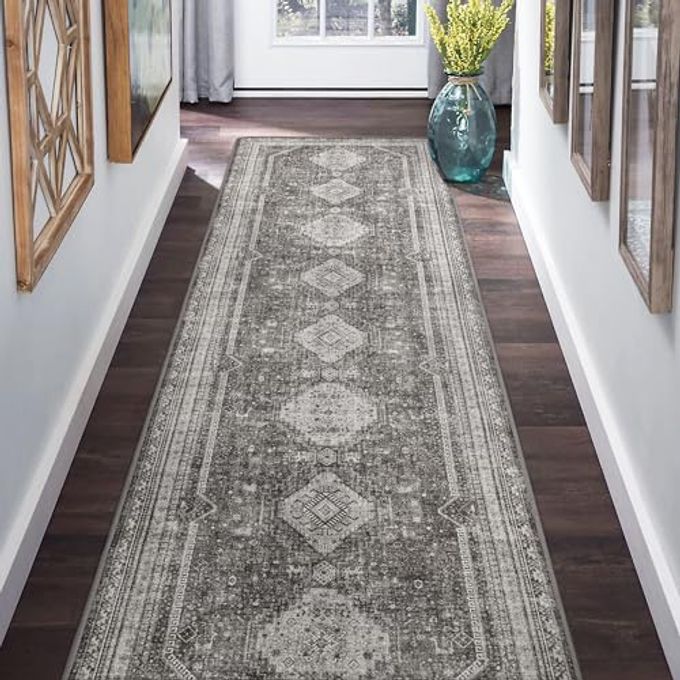 GENIMO 2x5 Non Slip Hallway Runner Rug, Machine Washable, Thin & Low Pile Lightweight for Kitchen, Laundry, Entryway, Bedroom & Living Room, Gray - Image 5