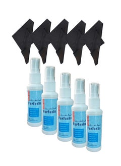 FARFASHA 5 Pieces of Eyeglasses Lens Cleaner or Any Glass Surface Cleaner Plus 5 Cleaning Cloths or Napkins  - Image 1