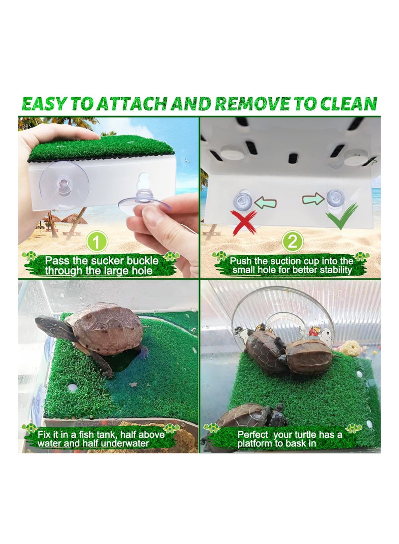 Small Turtle Basking Platform Simulation Grass Turtle Ramp, Turtle Resting Basking Dock Floating Décor for Aquatic Turtle Reptile Frog Terrapin - Image 5