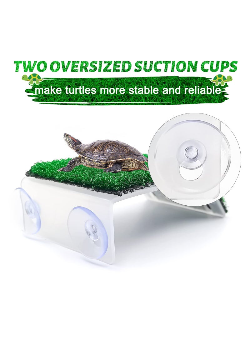 Small Turtle Basking Platform Simulation Grass Turtle Ramp, Turtle Resting Basking Dock Floating Décor for Aquatic Turtle Reptile Frog Terrapin - Image 3