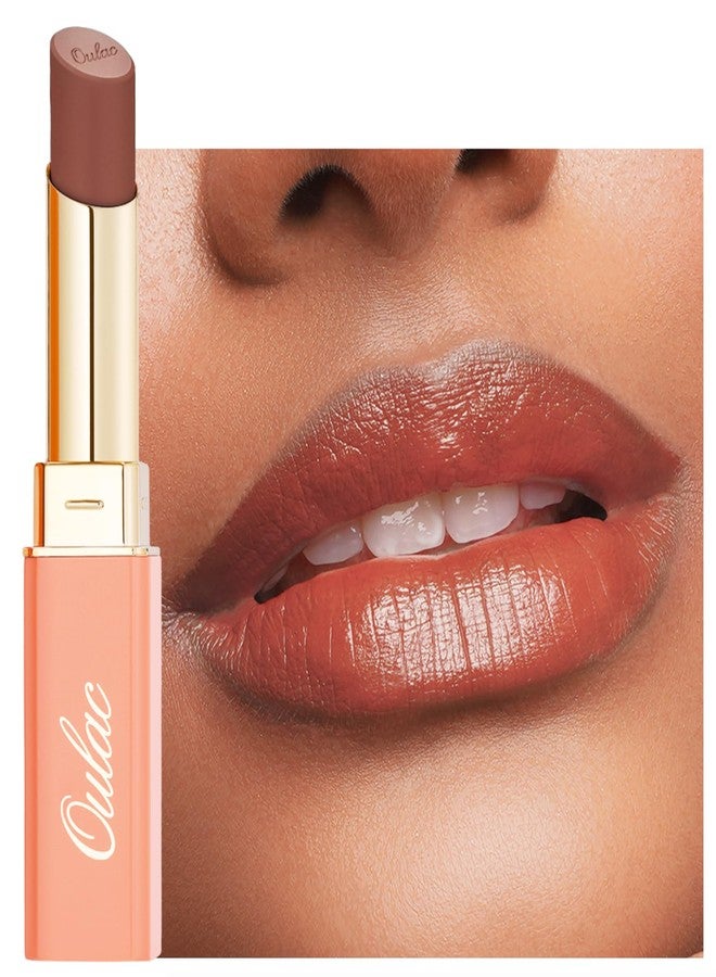 Oulac Satin Matte Lipstick - Rich Brown Long Lasting Lip Stick for Women, Intense Color with Smooth Creamy Texture Lip Colour, Moisturizing & Weightless Formula Lip Makeup, Vegen, 4.3g, SG15 Barbara - Image 1