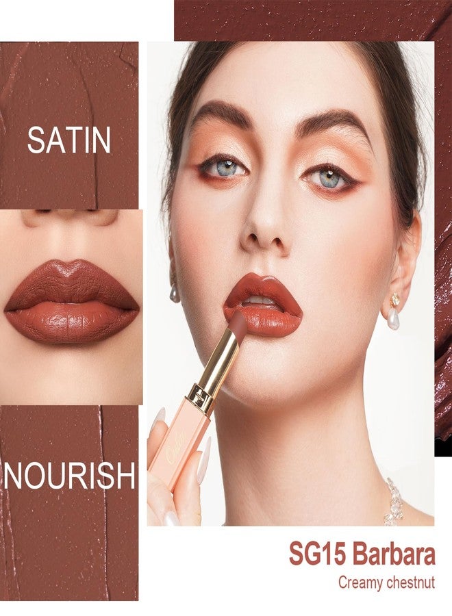 Oulac Satin Matte Lipstick - Rich Brown Long Lasting Lip Stick for Women, Intense Color with Smooth Creamy Texture Lip Colour, Moisturizing & Weightless Formula Lip Makeup, Vegen, 4.3g, SG15 Barbara - Image 3