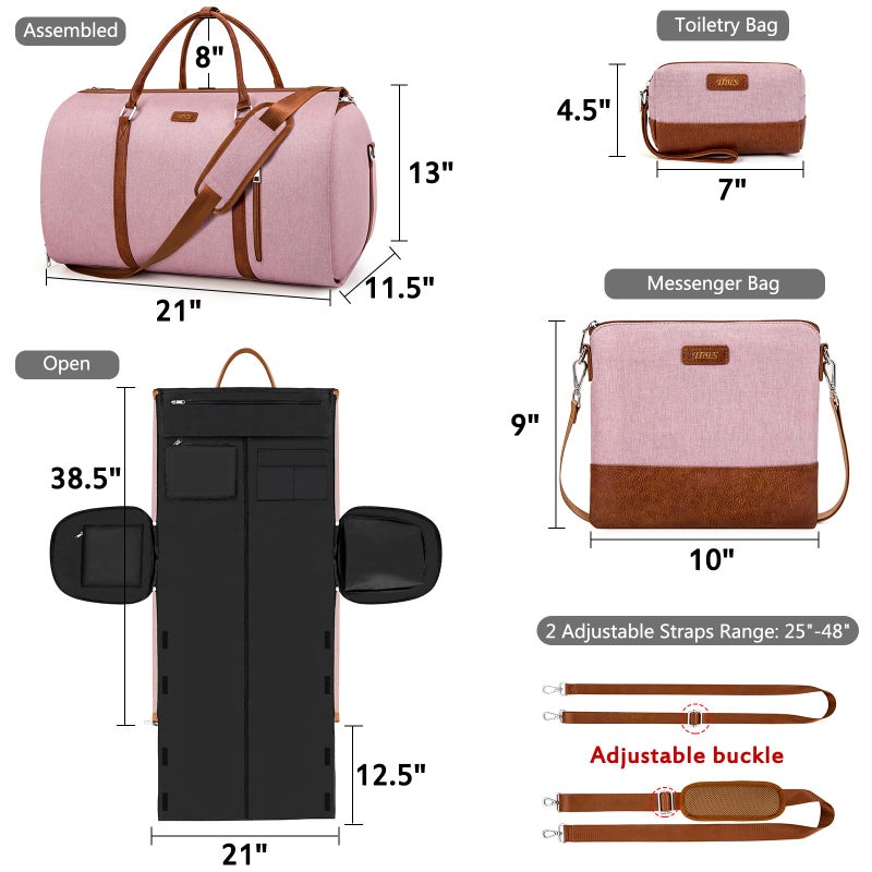 TIBES Convertible 2-in-1 Garment Bags for Travel, Carry On Garment Duffle Bag With Shoe Compartment Large Weekender Bag for Women Men Hanging Suitcase Suit Travel Duffel Overnight Bags 4pcs Set - Image 5