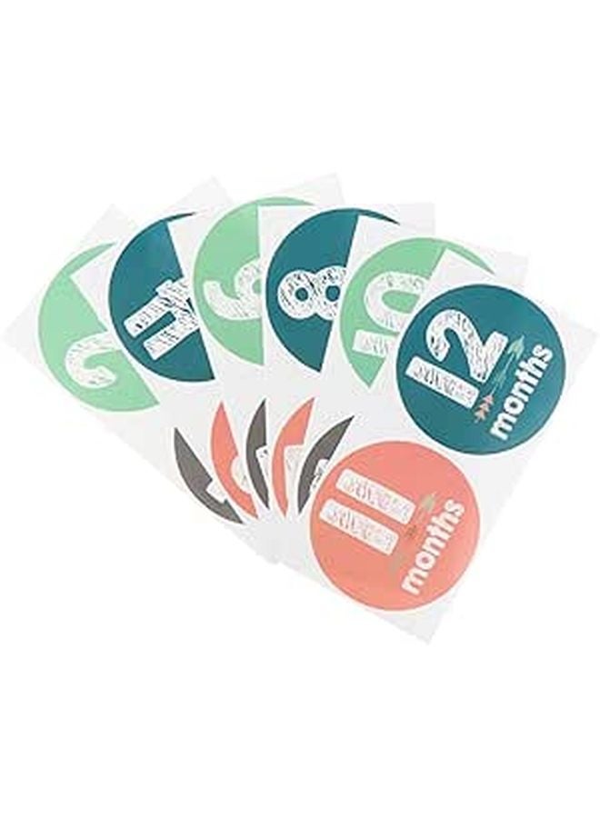 12Pcs Milestone Stickers For Baby Boys Monthly Photo Props Photography Scrapbooking - Image 1