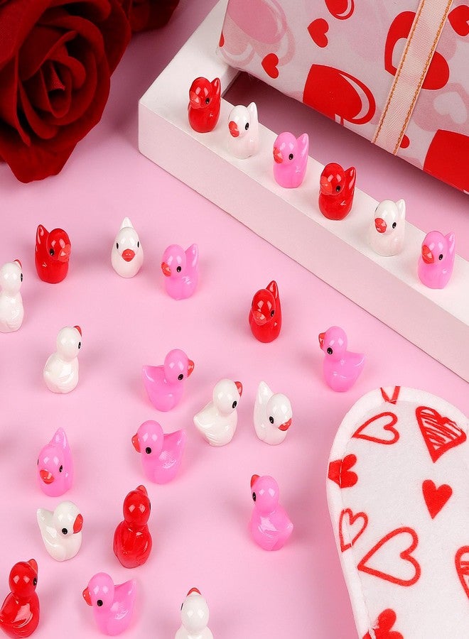 LOAVER 150 Pcs Valentines Day Mini Resin Ducks,Miniature Tiny Duck to Hide Figures for Valentine's Day Party Micro Garden Landscape Craft Decorations - Image 3