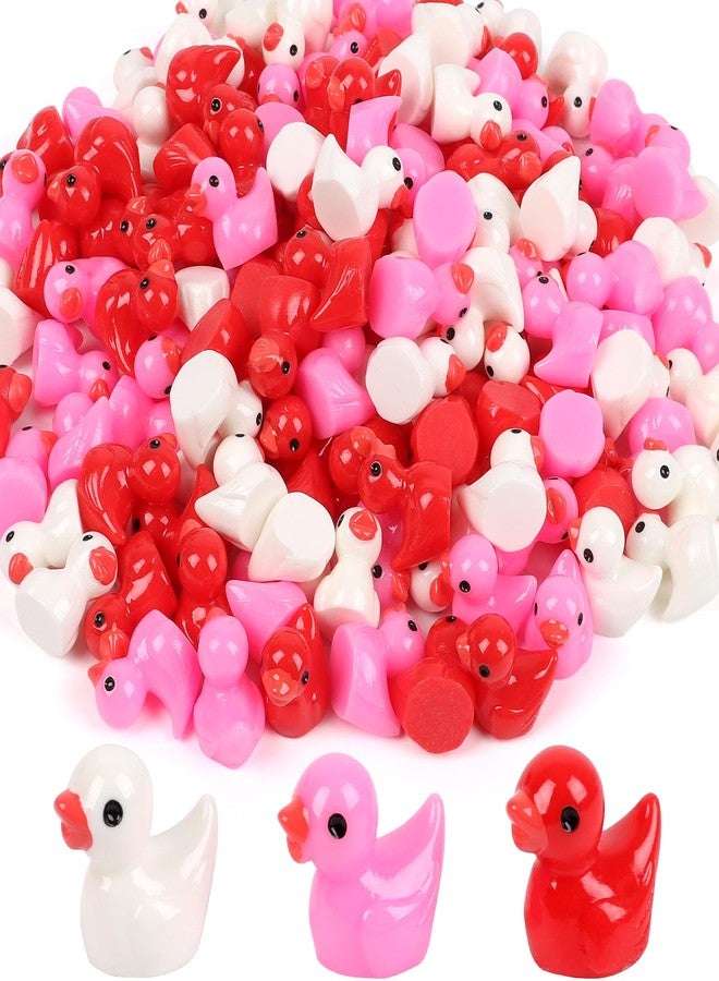 LOAVER 150 Pcs Valentines Day Mini Resin Ducks,Miniature Tiny Duck to Hide Figures for Valentine's Day Party Micro Garden Landscape Craft Decorations - Image 1