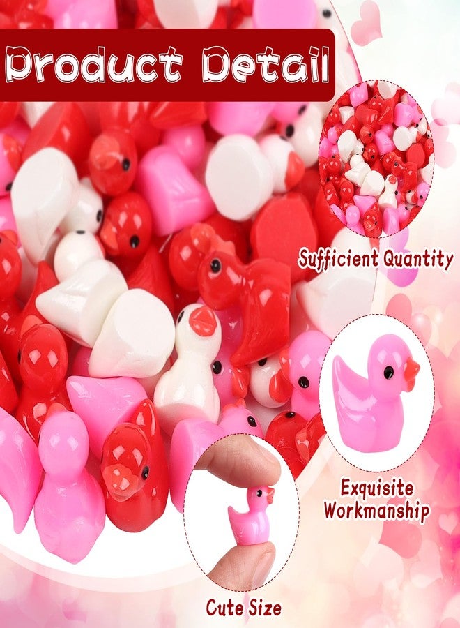 LOAVER 150 Pcs Valentines Day Mini Resin Ducks,Miniature Tiny Duck to Hide Figures for Valentine's Day Party Micro Garden Landscape Craft Decorations - Image 4