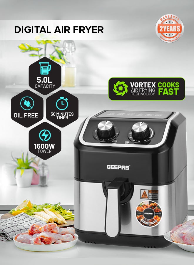 جيباس مقلاة هوائية برف مزودة بتقنية VORTX للقلي الهوائي والطهي بدون زيت| مؤقت قابل للتعديل ودرجة الحرارة - Image 1