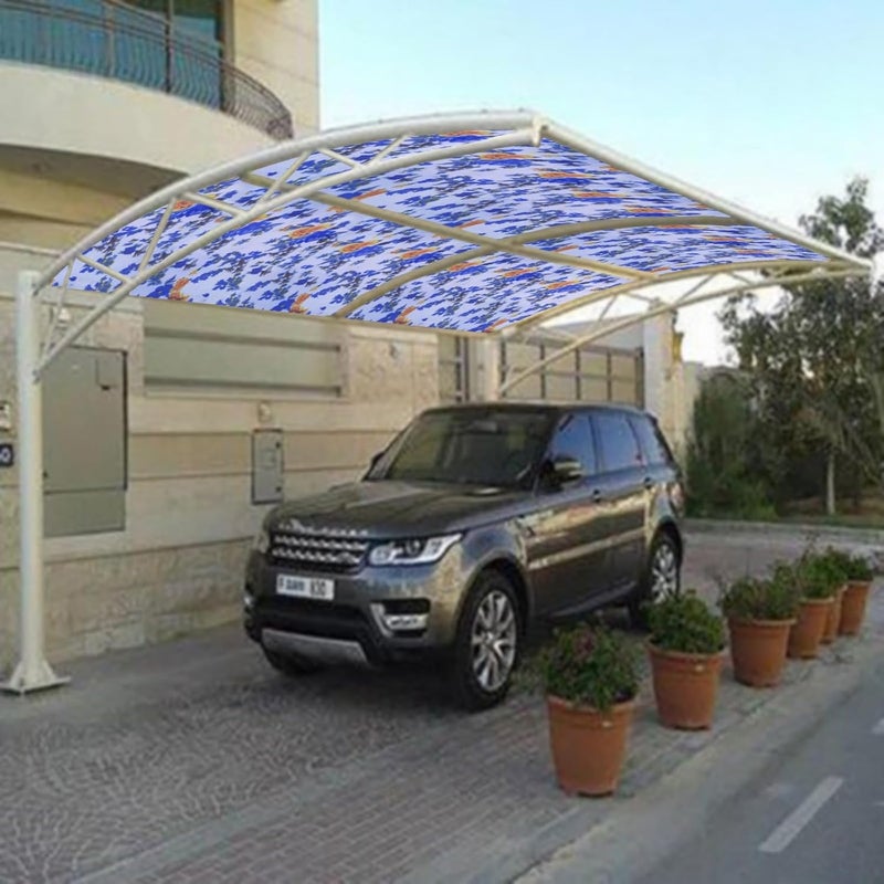 MAHIRA POLYGLOBAL LLP MAHIRA Polypropylene Gate Sheet Car Parking Sheet Grill Sheet Gate Covering Sheet Balcony Safety Sheet Privacy Sheet Blue Flowers Printed Design UV Resistant 4 feet x 15 feet - Image 3