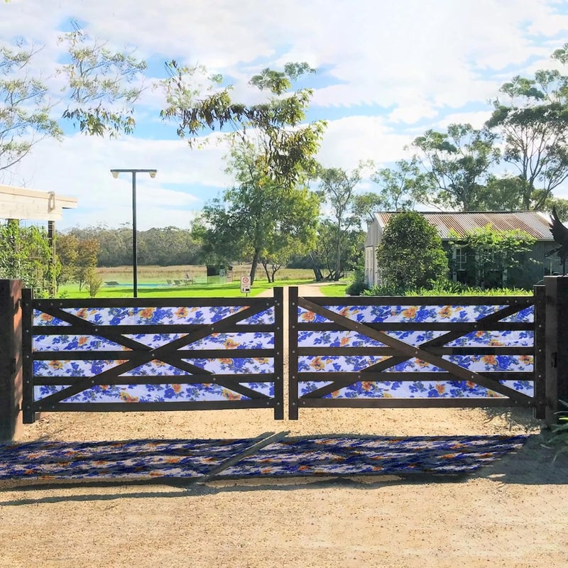 MAHIRA POLYGLOBAL LLP MAHIRA Polypropylene Gate Sheet Car Parking Sheet Grill Sheet Gate Covering Sheet Balcony Safety Sheet Privacy Sheet Blue Flowers Printed Design UV Resistant 4 feet x 15 feet - Image 5