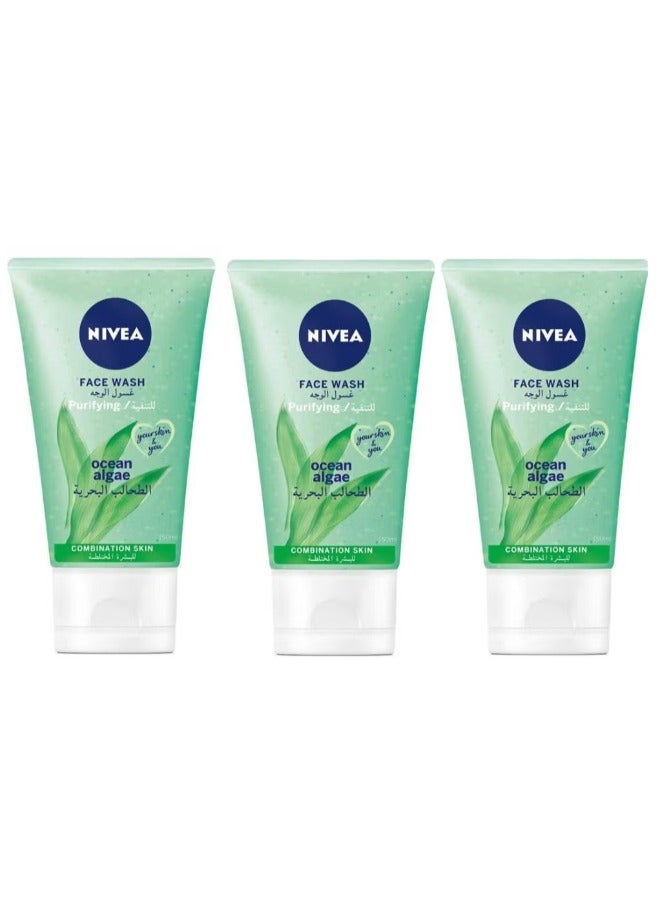 Nivea 3 packs Nivea Purifying Face wash With ocean Algae For Combination skin 150 Ml - Image 1