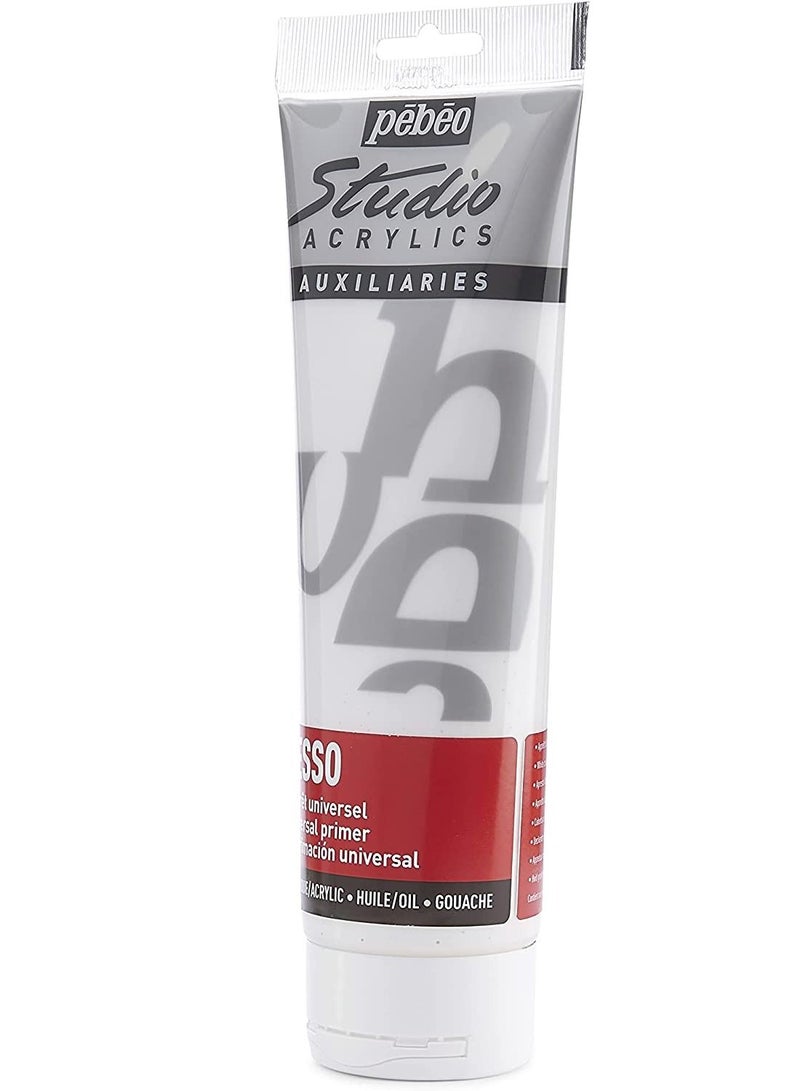 Pebeo Gesso Universal Primer Studio Acrylics Auxiliaries 250 ml White - Image 3