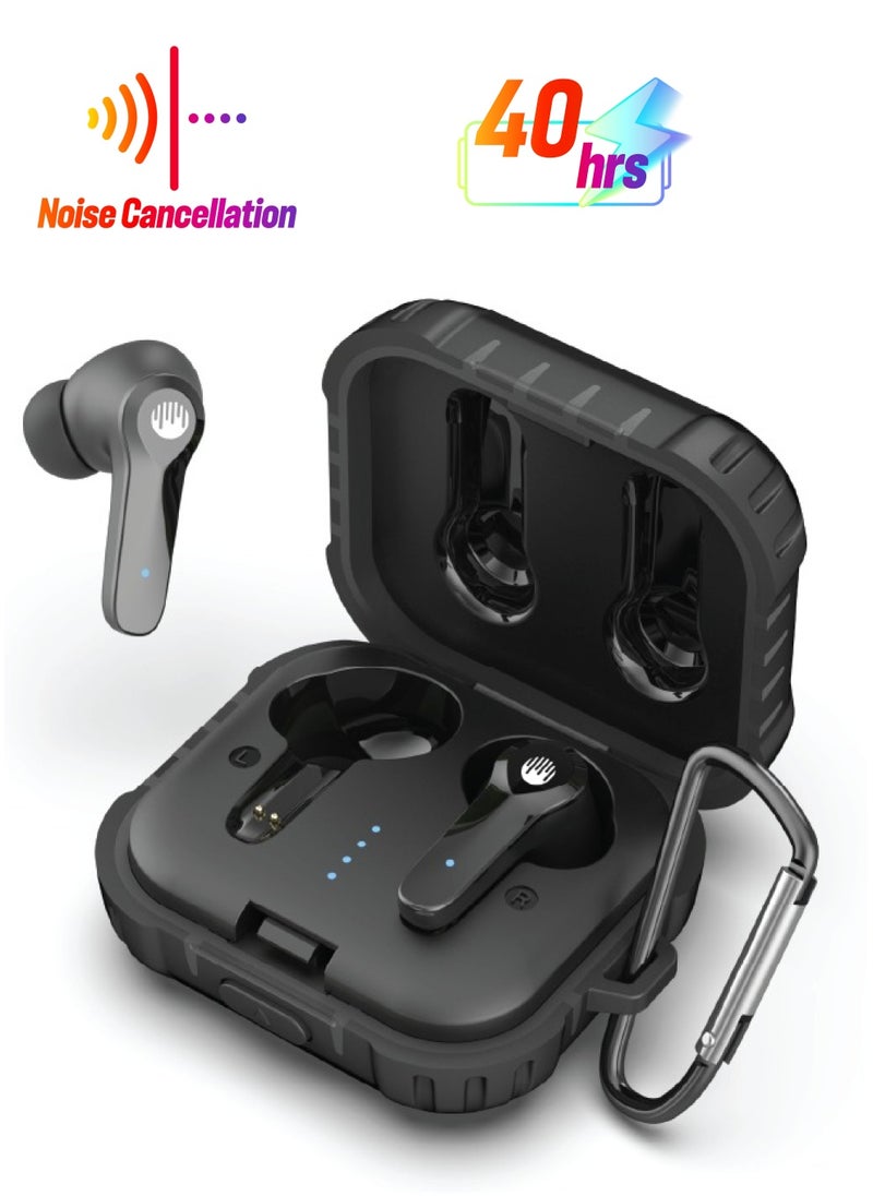 Seeken SEEKEN Soundbreeze SonarX Rugged ANC Earbuds - BLK | 40 Hours Playtime | IPX7 Waterproof | Campatible with Iphone and Samsung | Premium Sound Quality | Premium Design | High Sound Quality.  - Image 1
