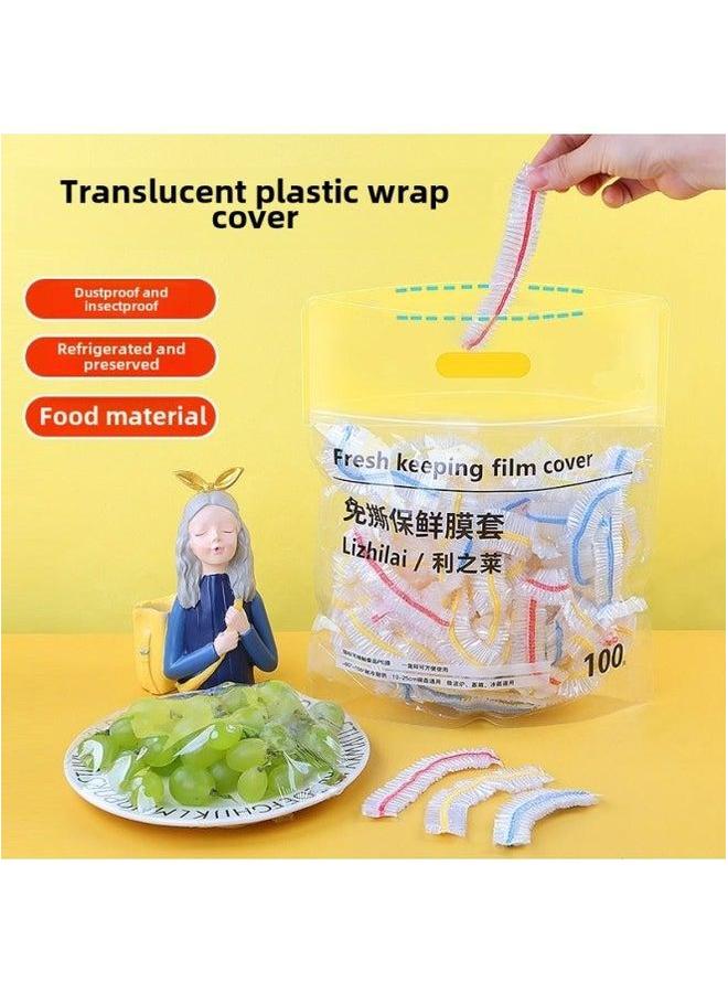 Color Disposable Plastic Wrap Tear-free Cover Set Food Grade PE Material Special Bowl Household Fresh-keeping Bag Wholesale-Specifications:Fine Packaging (100)  - Image 2