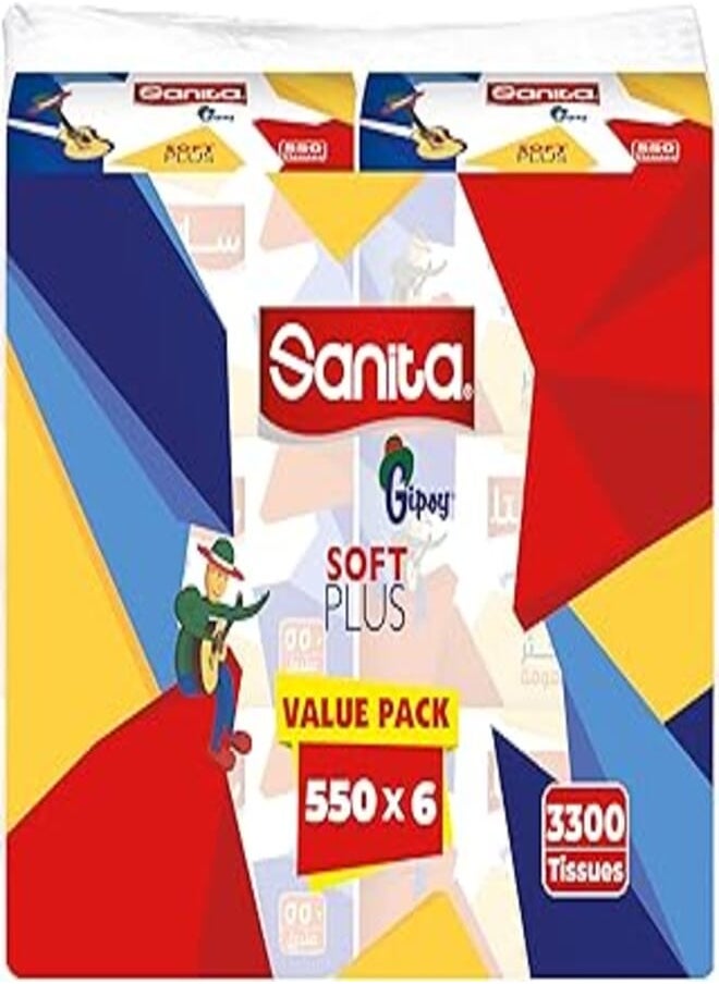 Sanita Sanita Gipsy 550 sheet Soft Facial Tissues Set of 6 