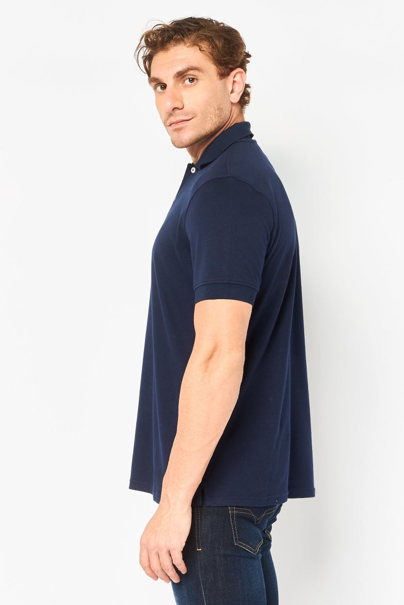 Chaps Men Regular Fit Brand Logo Short Sleeve Polo Shirt, Navy - Image 2