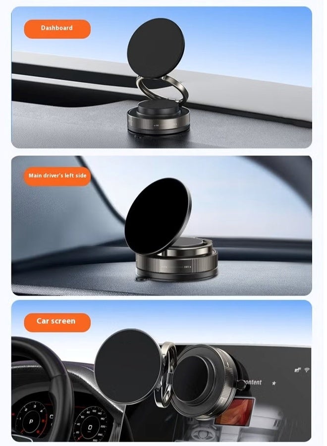 ‌Upgraded Vacuum Magnetic Car Phone Mount - Features Dual Lock Anti-Vibration,Tri-Fold Design, 360° Rotating Foldable Dashboard Suction Cup Holder ,Universal Compatibility for Smartphones (Black) - Image 5