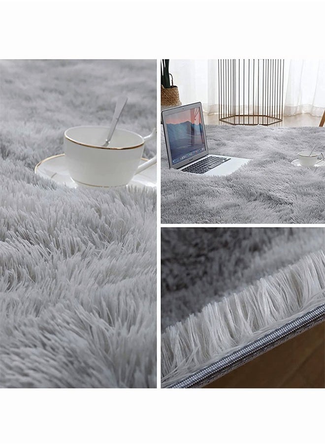 Generic - Fluffy Rugs for Bedroom Area Rugs Living Room Rugs Large Soft Tie-Dye Rug Anti Slip Modern Floor Rug Plush Kids Baby Room Carpet Dark Gray 160x230cm - Image 1