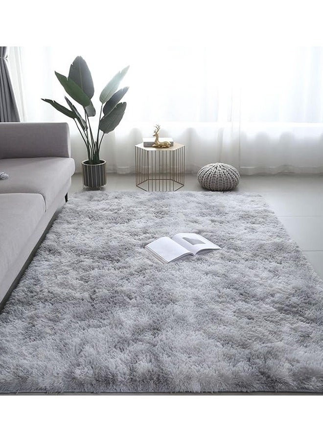 Generic - Fluffy Rugs for Bedroom Area Rugs Living Room Rugs Large Soft Tie-Dye Rug Anti Slip Modern Floor Rug Plush Kids Baby Room Carpet Dark Gray 160x230cm - Image 1