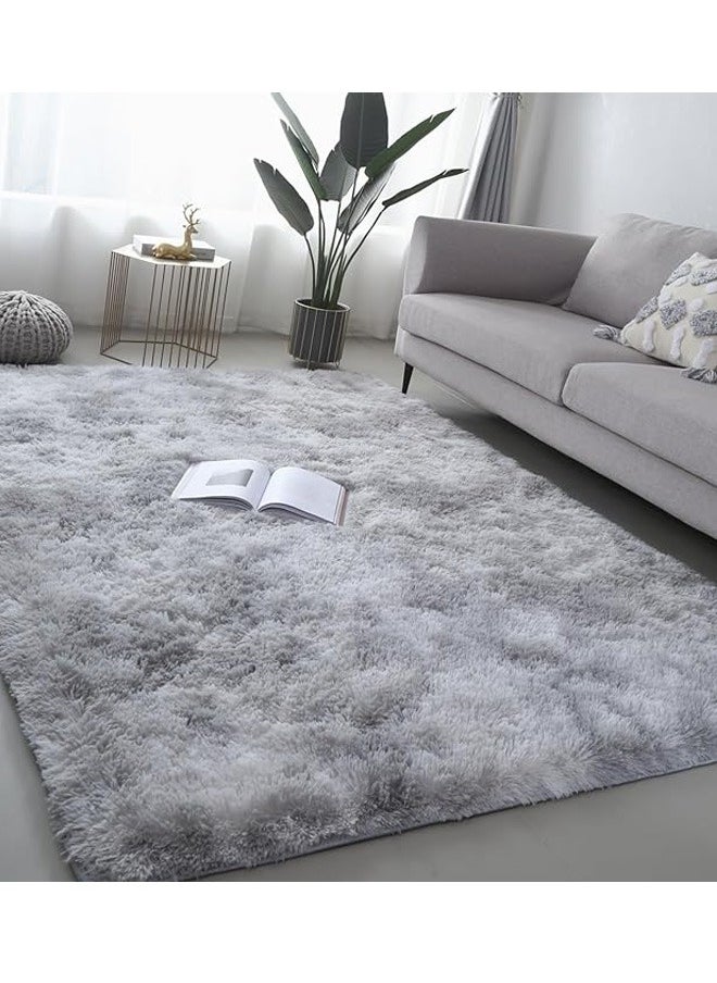 Generic - Fluffy Rugs for Bedroom Area Rugs Living Room Rugs Large Soft Tie-Dye Rug Anti Slip Modern Floor Rug Plush Kids Baby Room Carpet Dark Gray 160x230cm - Image 1