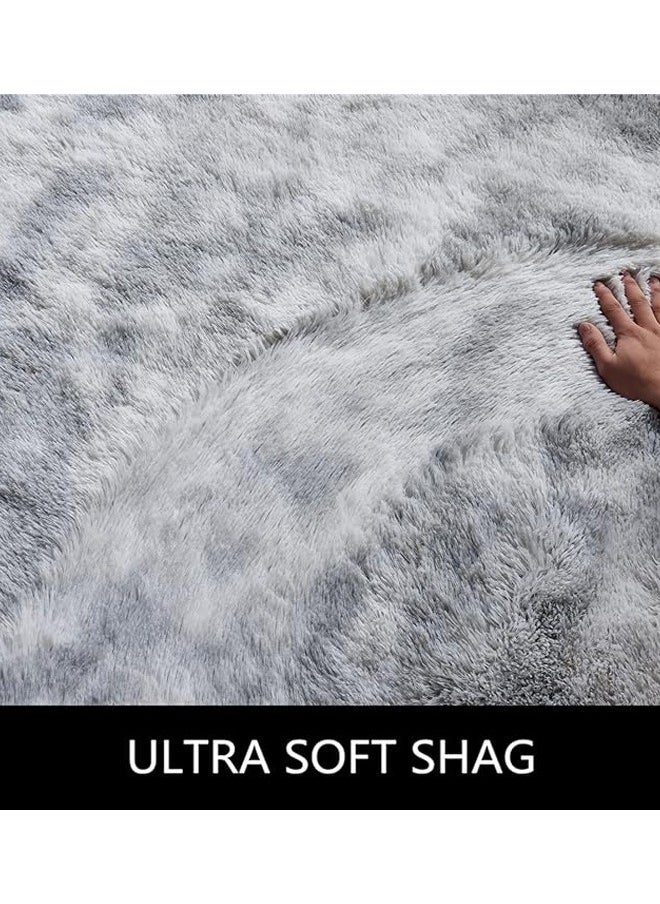 Generic - Fluffy Rugs for Bedroom Area Rugs Living Room Rugs Large Soft Tie-Dye Rug Anti Slip Modern Floor Rug Plush Kids Baby Room Carpet Dark Gray 160x230cm - Image 1