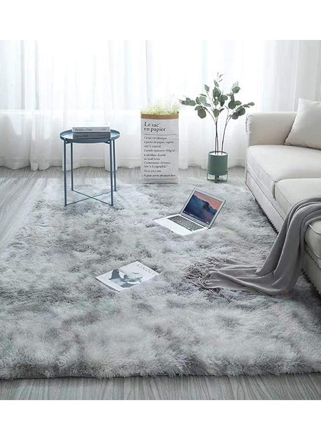 Generic - Fluffy Rugs for Bedroom Area Rugs Living Room Rugs Large Soft Tie-Dye Rug Anti Slip Modern Floor Rug Plush Kids Baby Room Carpet Dark Gray 160x230cm - Image 1