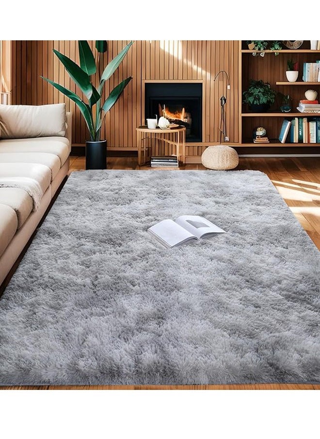 Generic - Fluffy Rugs for Bedroom Area Rugs Living Room Rugs Large Soft Tie-Dye Rug Anti Slip Modern Floor Rug Plush Kids Baby Room Carpet Dark Gray 160x230cm - Image 1