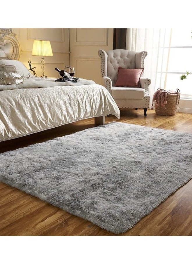Generic - Fluffy Rugs for Bedroom Area Rugs Living Room Rugs Large Soft Tie-Dye Rug Anti Slip Modern Floor Rug Plush Kids Baby Room Carpet Dark Gray 160x230cm - Image 1