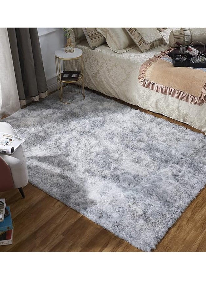 Generic - Fluffy Rugs for Bedroom Area Rugs Living Room Rugs Large Soft Tie-Dye Rug Anti Slip Modern Floor Rug Plush Kids Baby Room Carpet Dark Gray 160x230cm - Image 1