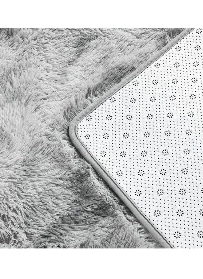Generic - Fluffy Rugs for Bedroom Area Rugs Living Room Rugs Large Soft Tie-Dye Rug Anti Slip Modern Floor Rug Plush Kids Baby Room Carpet Dark Gray 160x230cm - Image 1