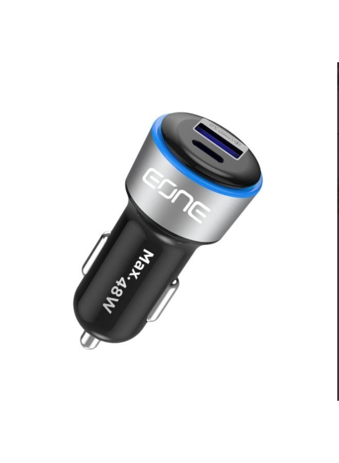 EONE 48W Dual Port Car Charger - 30W USB-C PD & QC 3.0 Fast Charging - Compact Aluminum Alloy Design. - Image 1